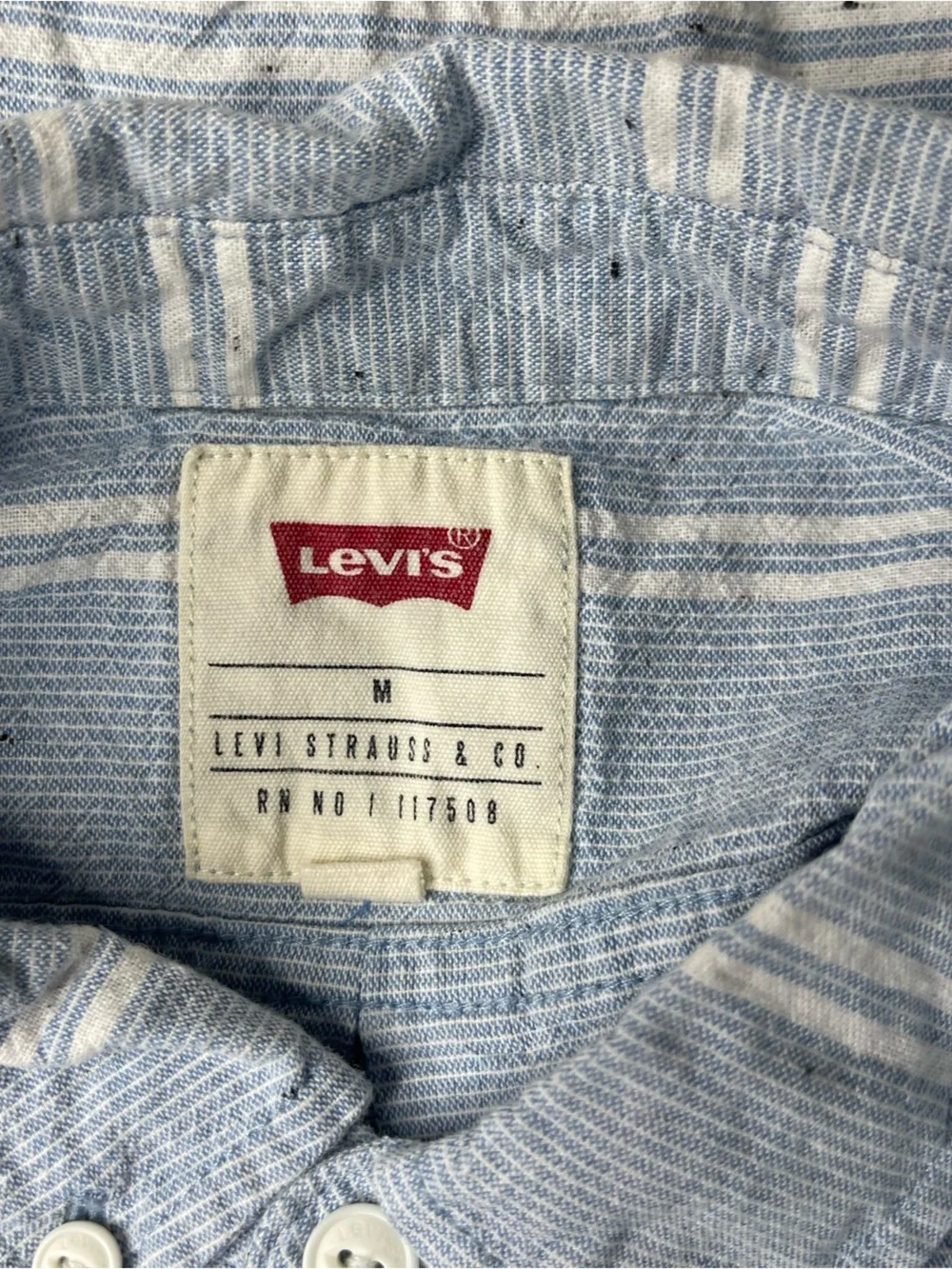 Levi's Boucher Blue & White Striped Short-Sleeve Button-Down Shirt Men's MEDIUM